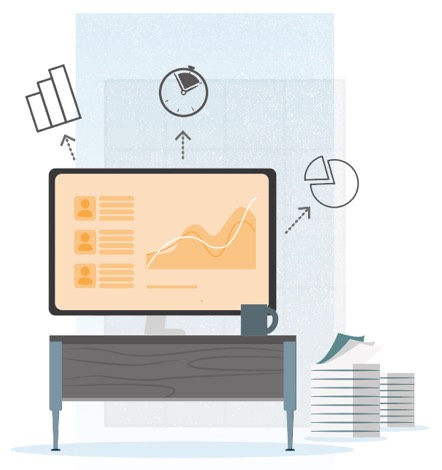 presentation screen showing analytics and reporting for monitoring & evaluation for funders