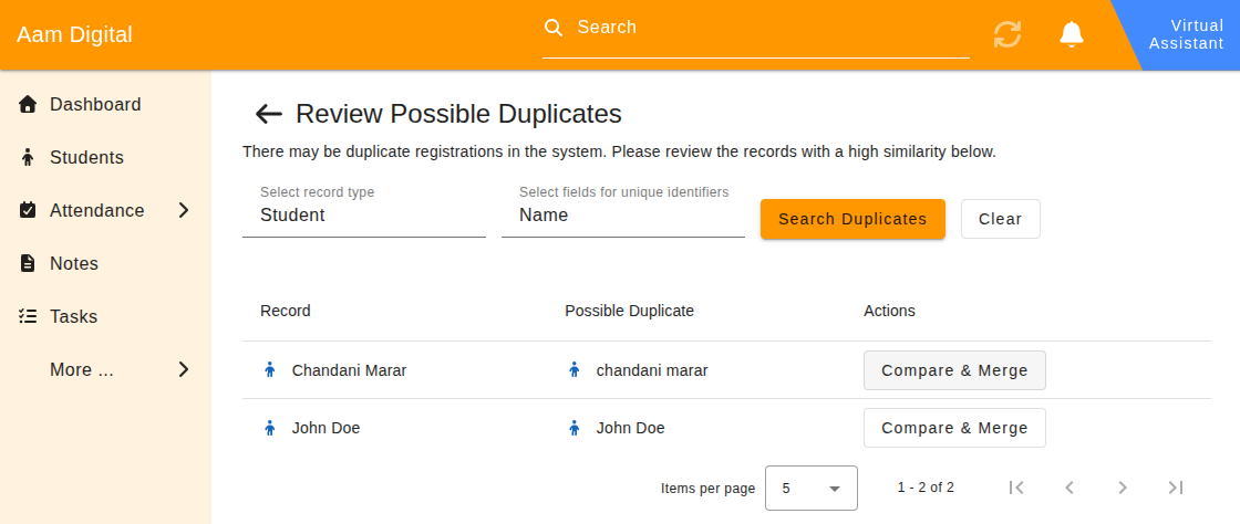 New Feature: Duplicate Detection View - Aam Digital